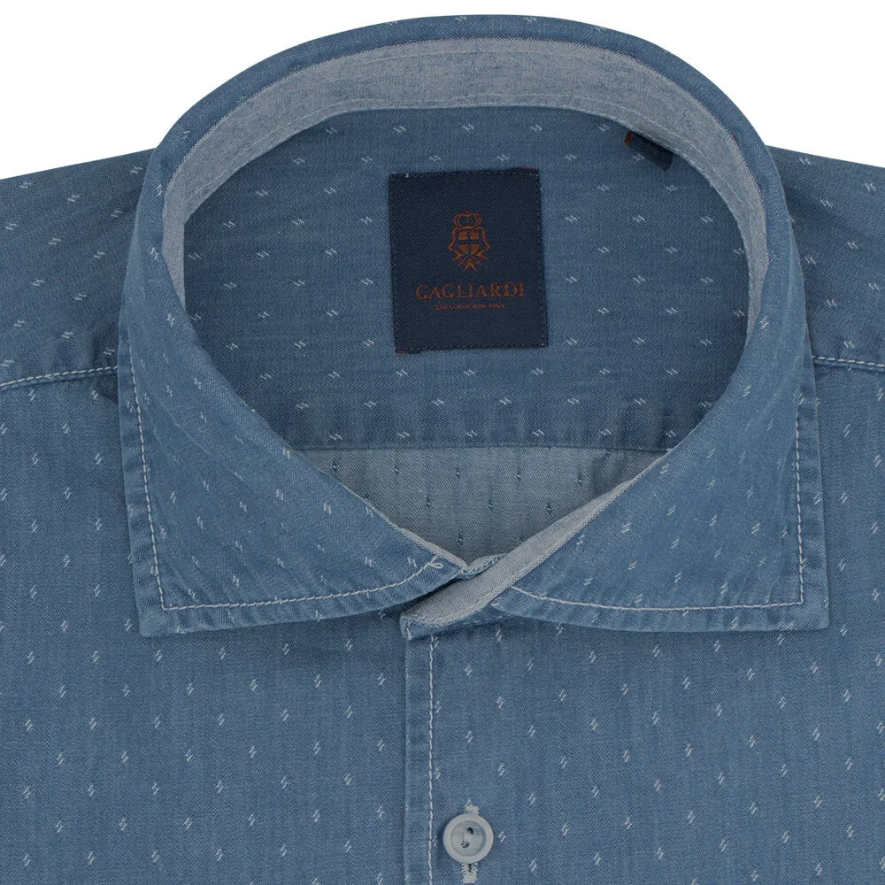 Slim Fit Blue Diamond Dobby Cotton Shirt