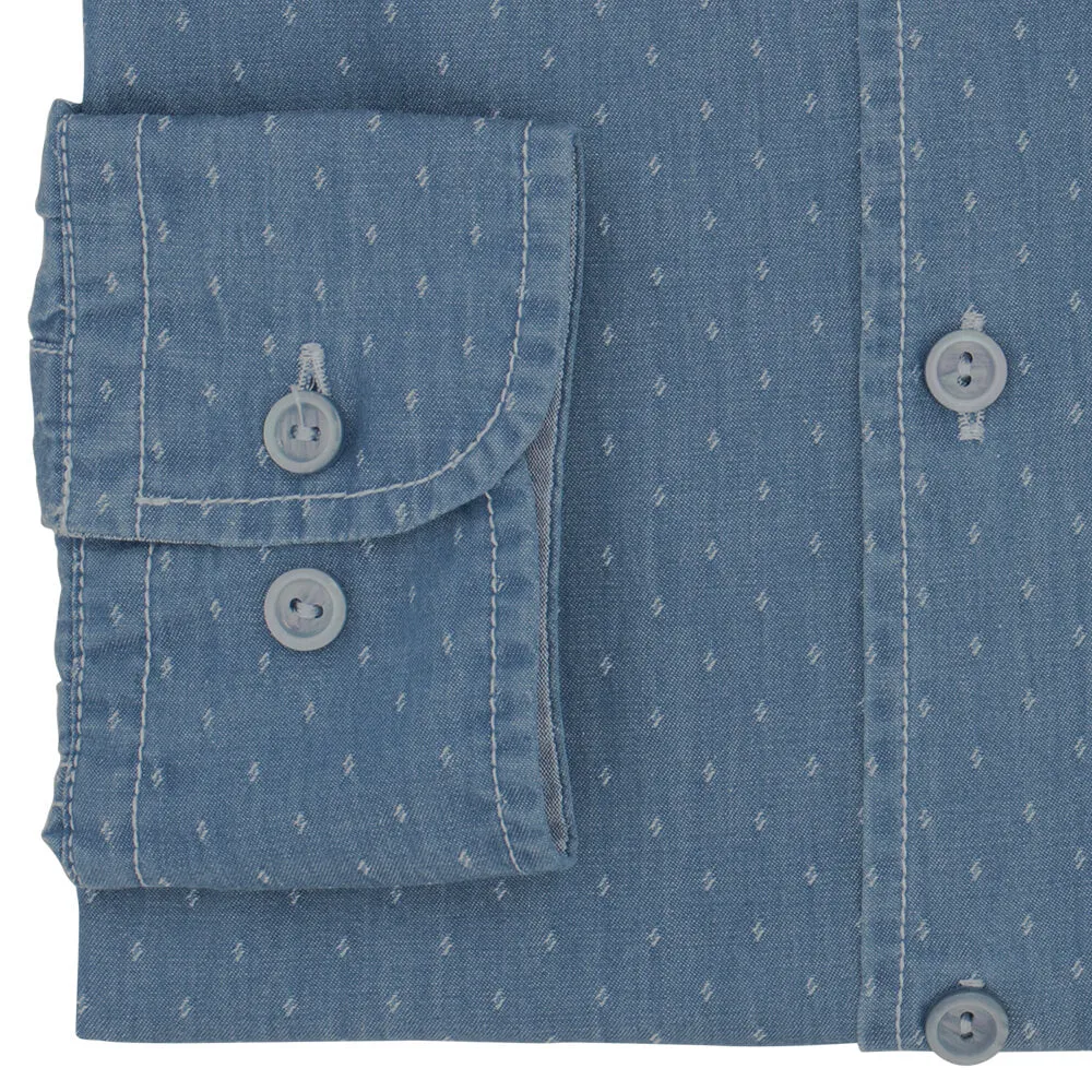 Slim Fit Blue Diamond Dobby Cotton Shirt