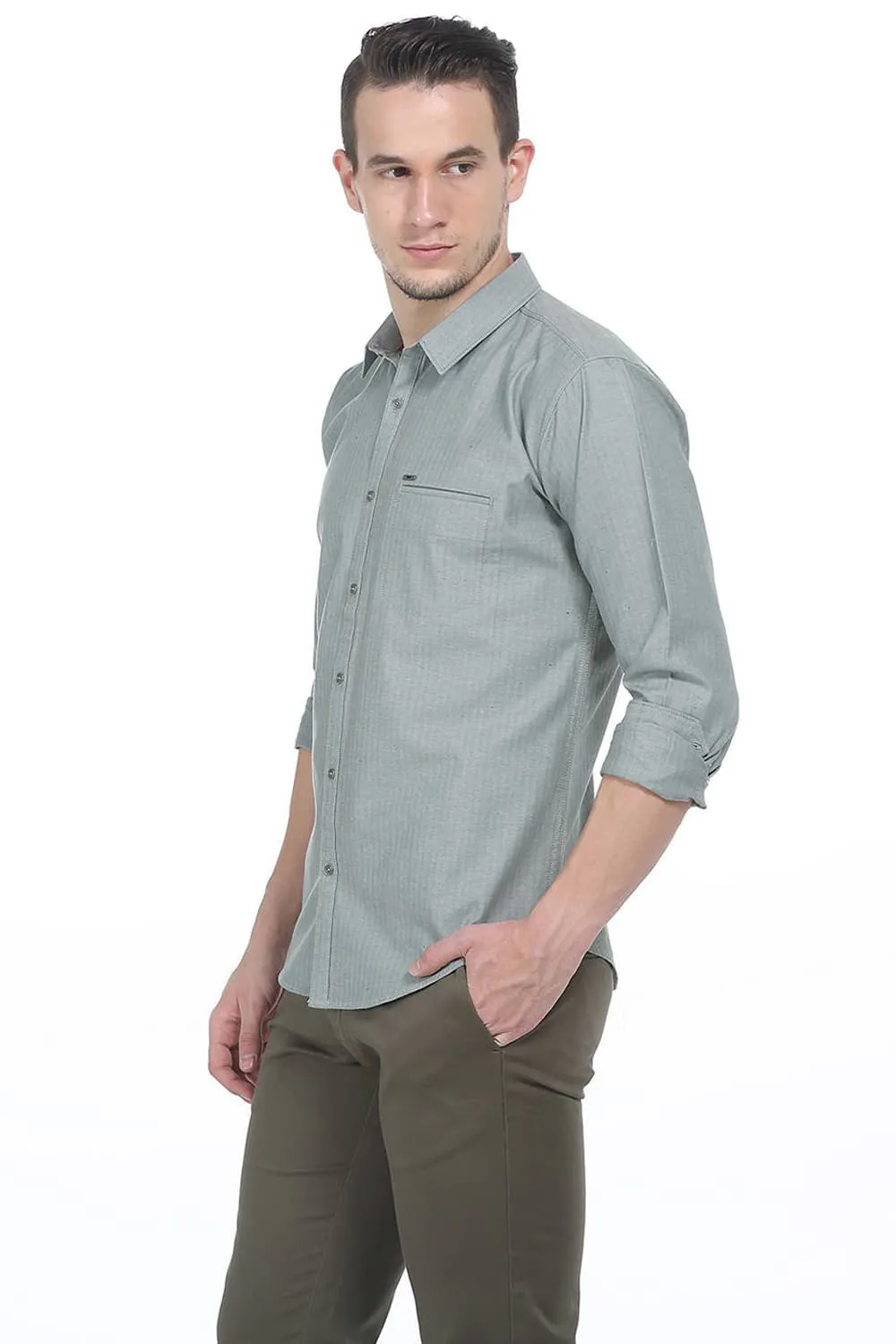 Slim Fit Herringbone Shirt