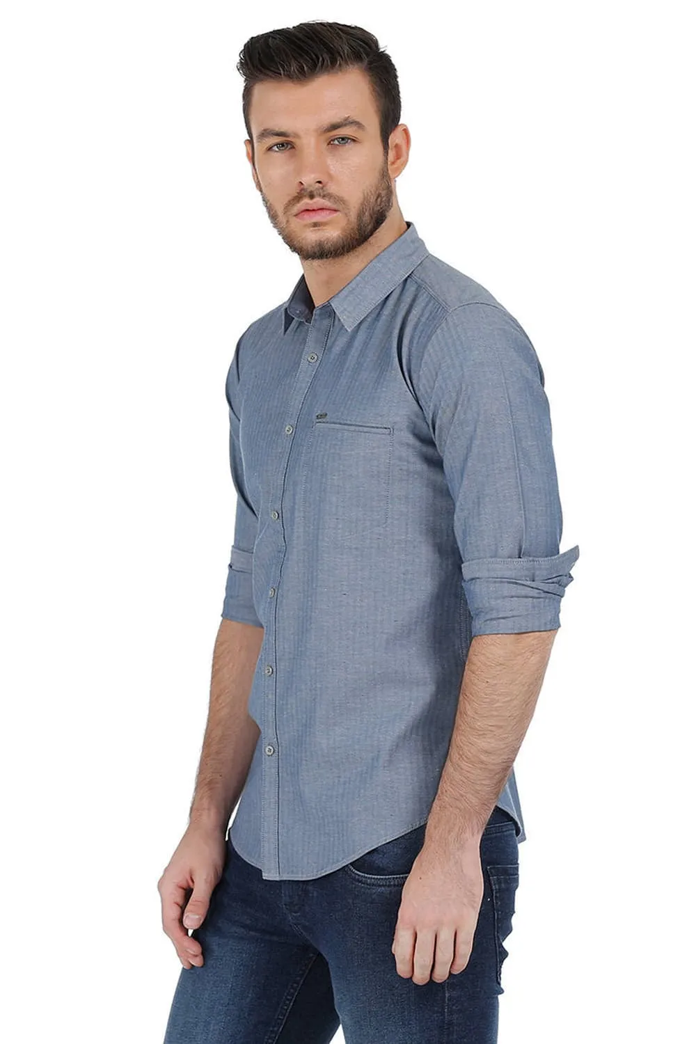 Slim Fit Herringbone Shirt