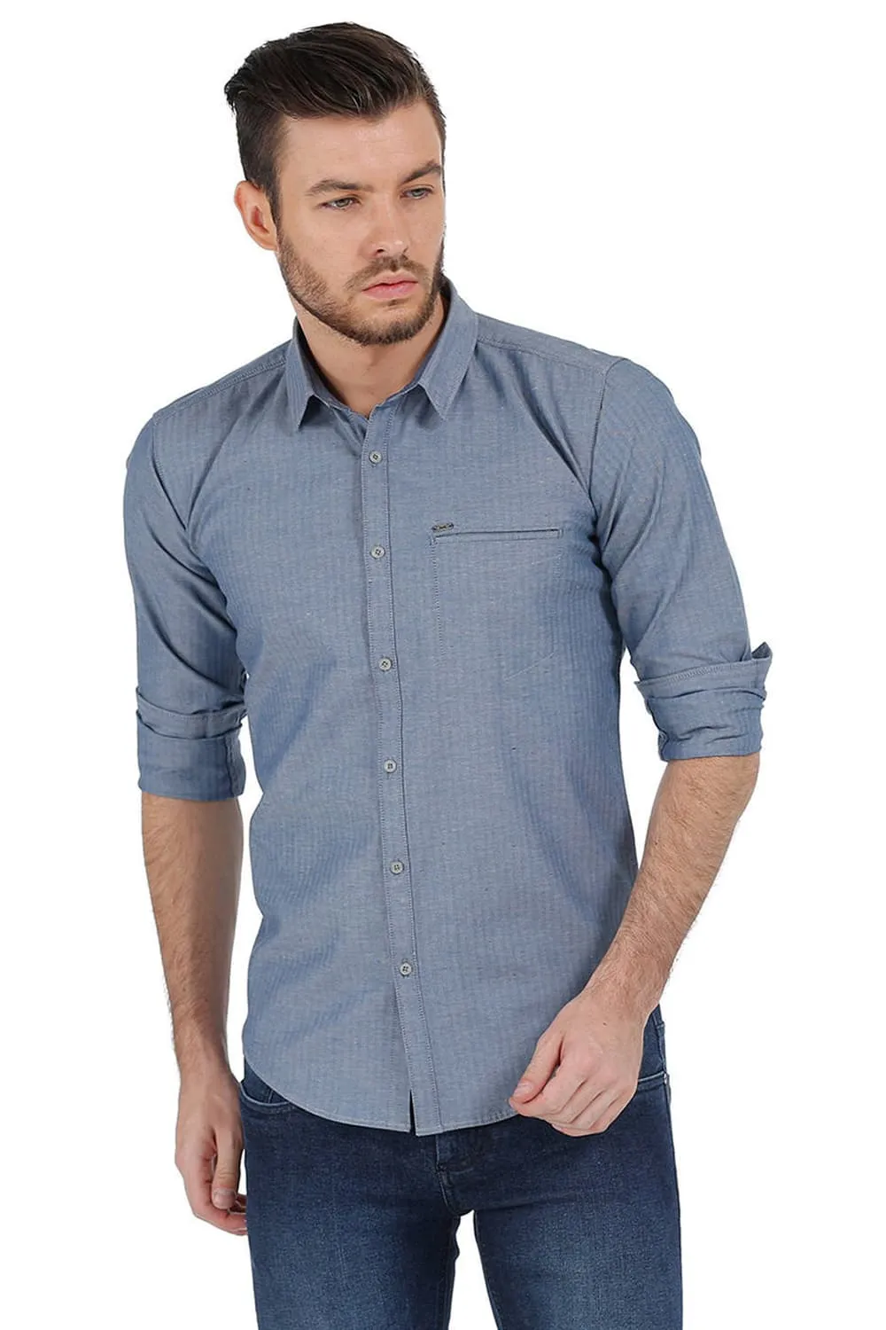 Slim Fit Herringbone Shirt