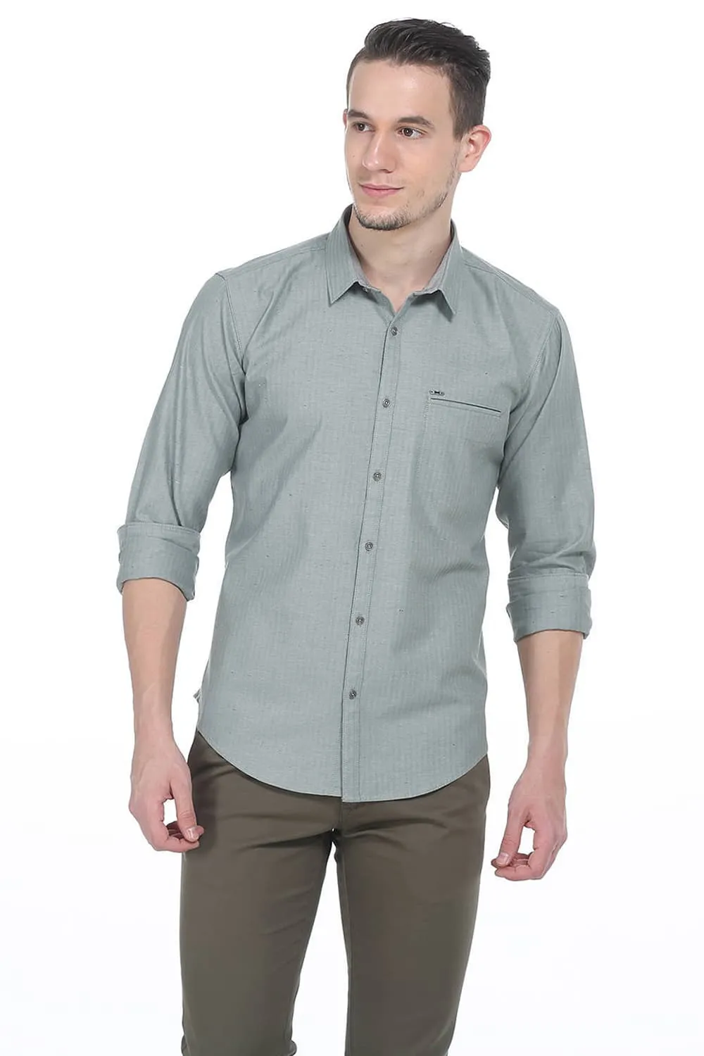 Slim Fit Herringbone Shirt