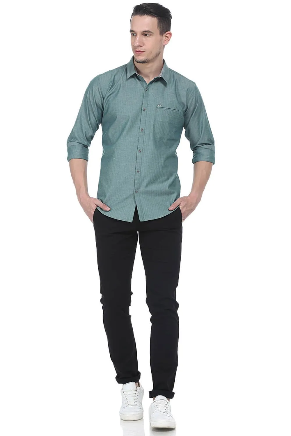 Slim Fit Herringbone Shirt
