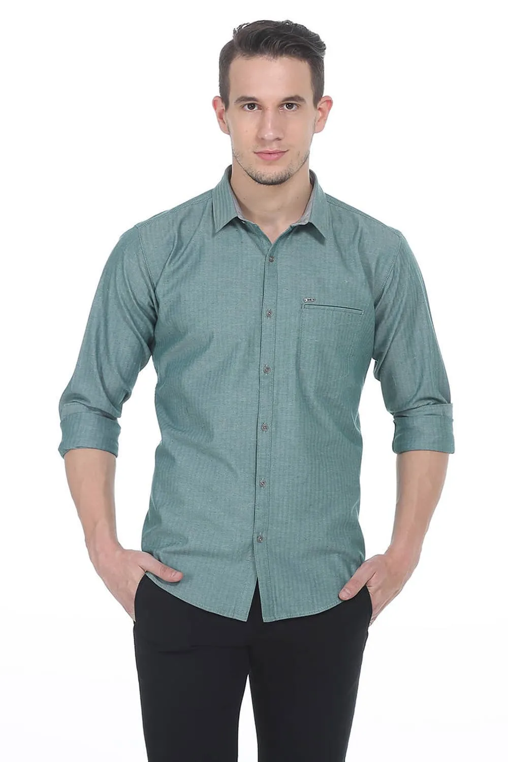 Slim Fit Herringbone Shirt