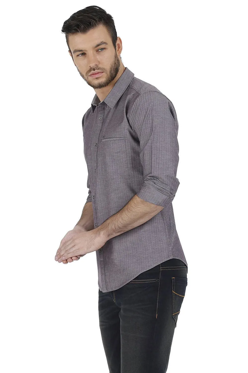 Slim Fit Herringbone Shirt