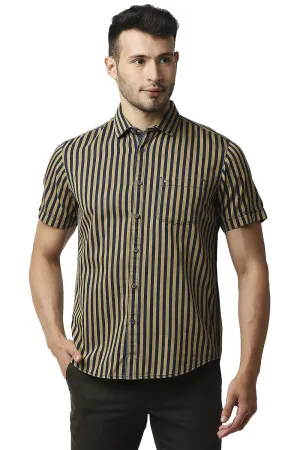 Slim Fit Indigo Stripe Halfsleeves Shirt