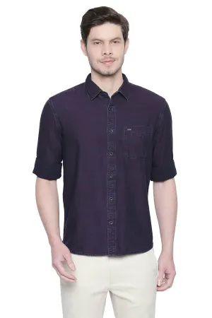 Slim Fit Indigo Weft Stripes Shirt