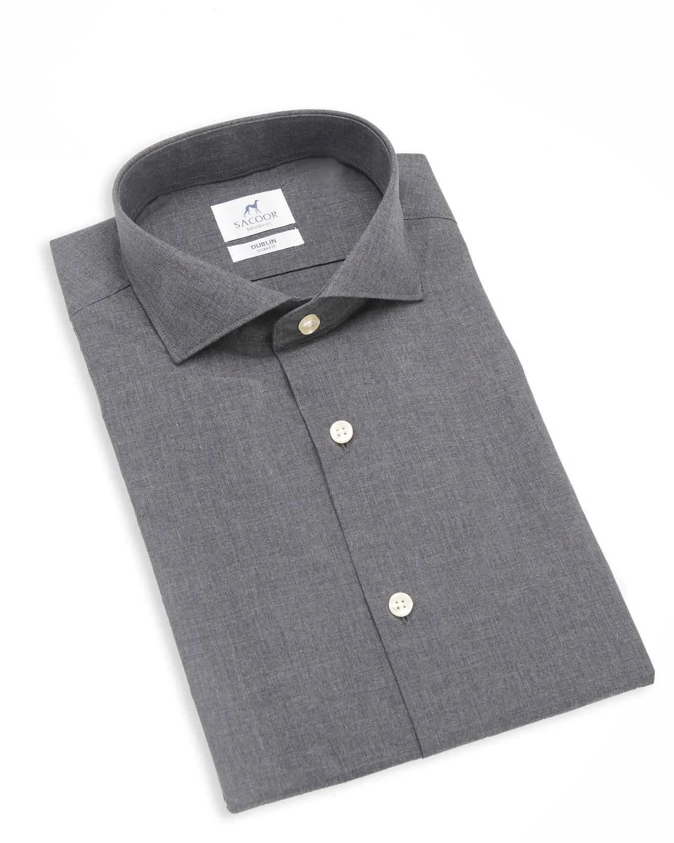 Slim fit melange cotton formal shirt