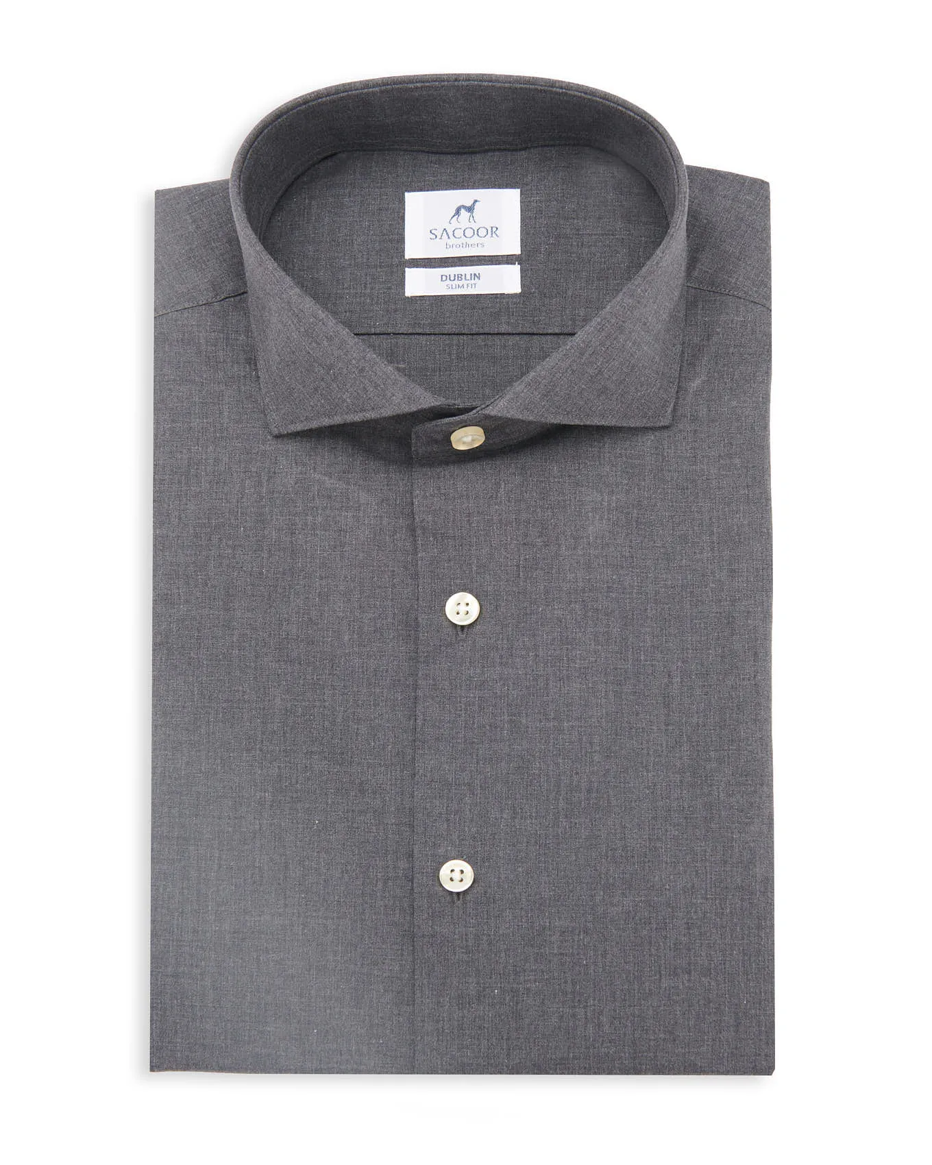 Slim fit melange cotton formal shirt