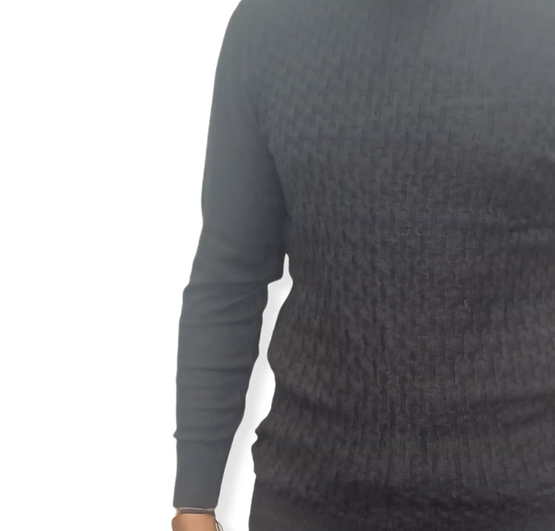 [Slim Fit] Men High Collar (Turtleneck) Pullover Massimo (brick shapes) - Black