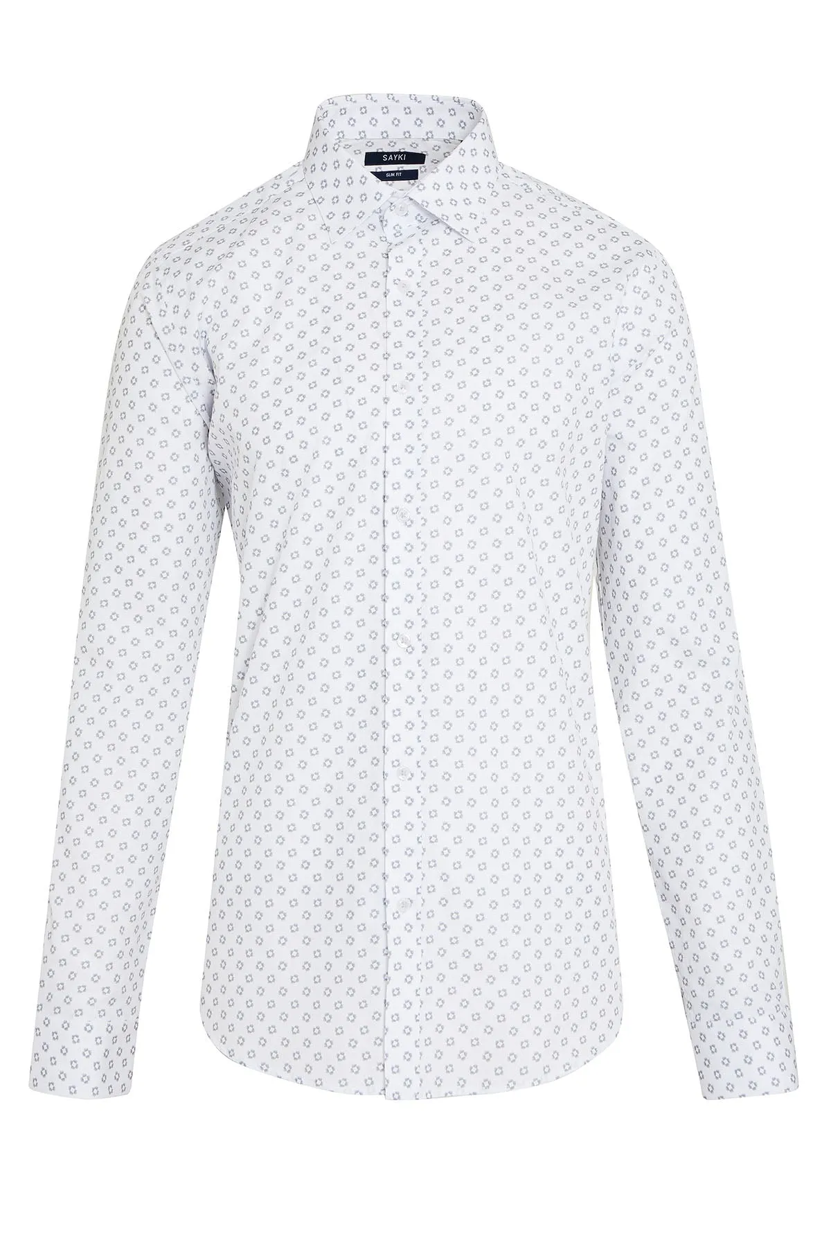 Slim Fit Printed Cotton Gray Casual Shirt