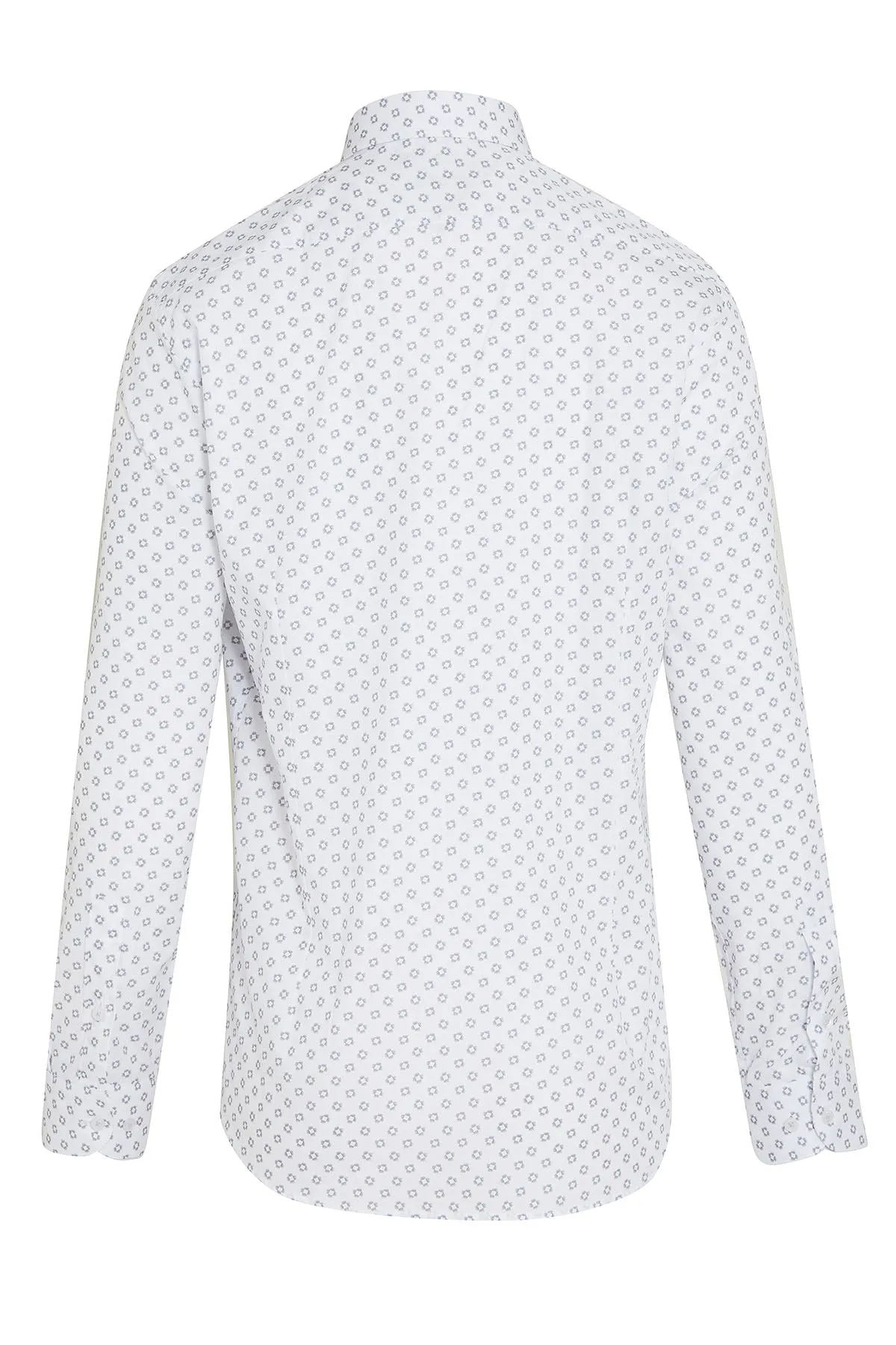 Slim Fit Printed Cotton Gray Casual Shirt