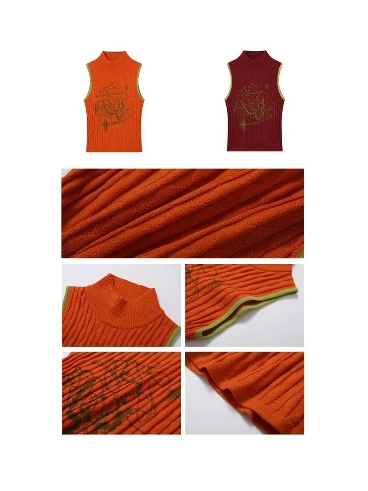 Slim High Neck Wool Weave Vest【s0000007115】