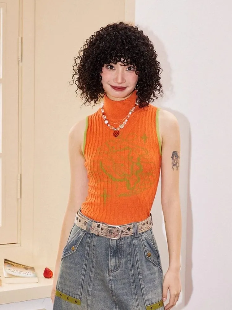Slim High Neck Wool Weave Vest【s0000007115】
