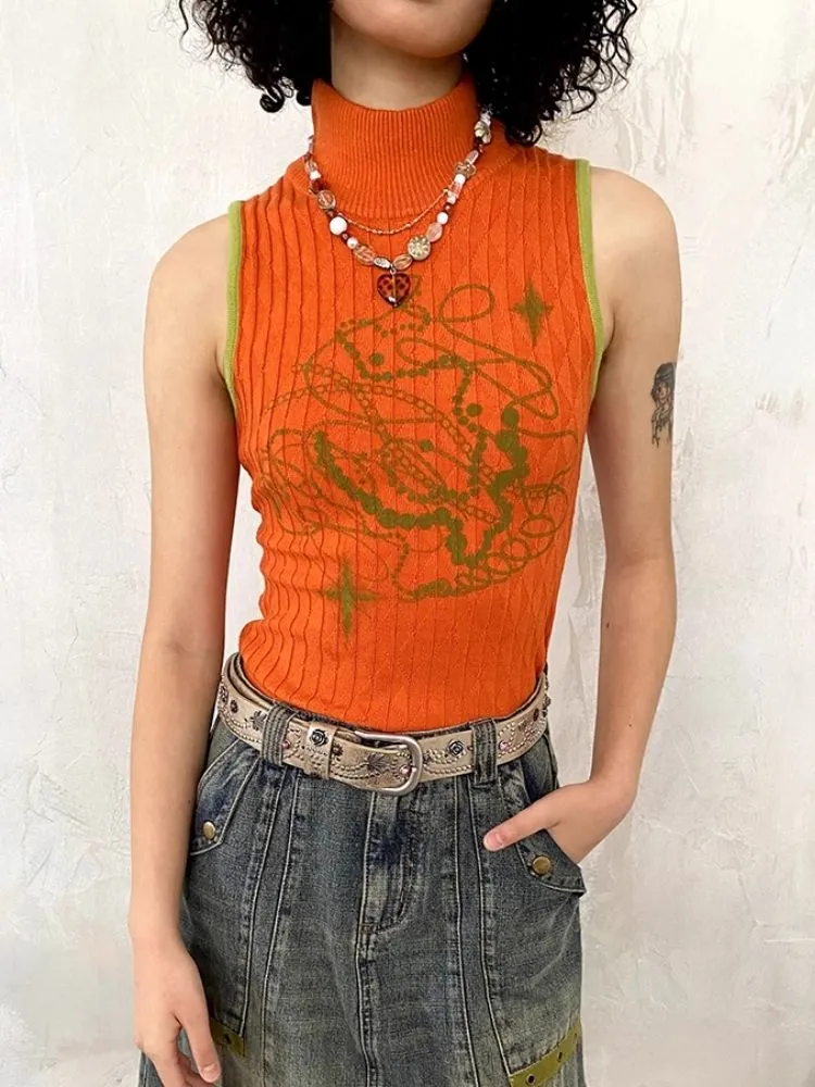 Slim High Neck Wool Weave Vest【s0000007115】