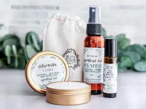 Small Outdoorsy Gift Set -Natural  Bug Spray, Candle and Itch Relief Roll on