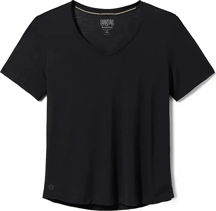 Smartwool Women&#x27;s Merino Sport Ultralite V-Neck Short Sleeve Black | Buy Smartwool Women&#x27;s Merino Sport Ultralite V-Neck Short Sleeve Black here | Outnorth