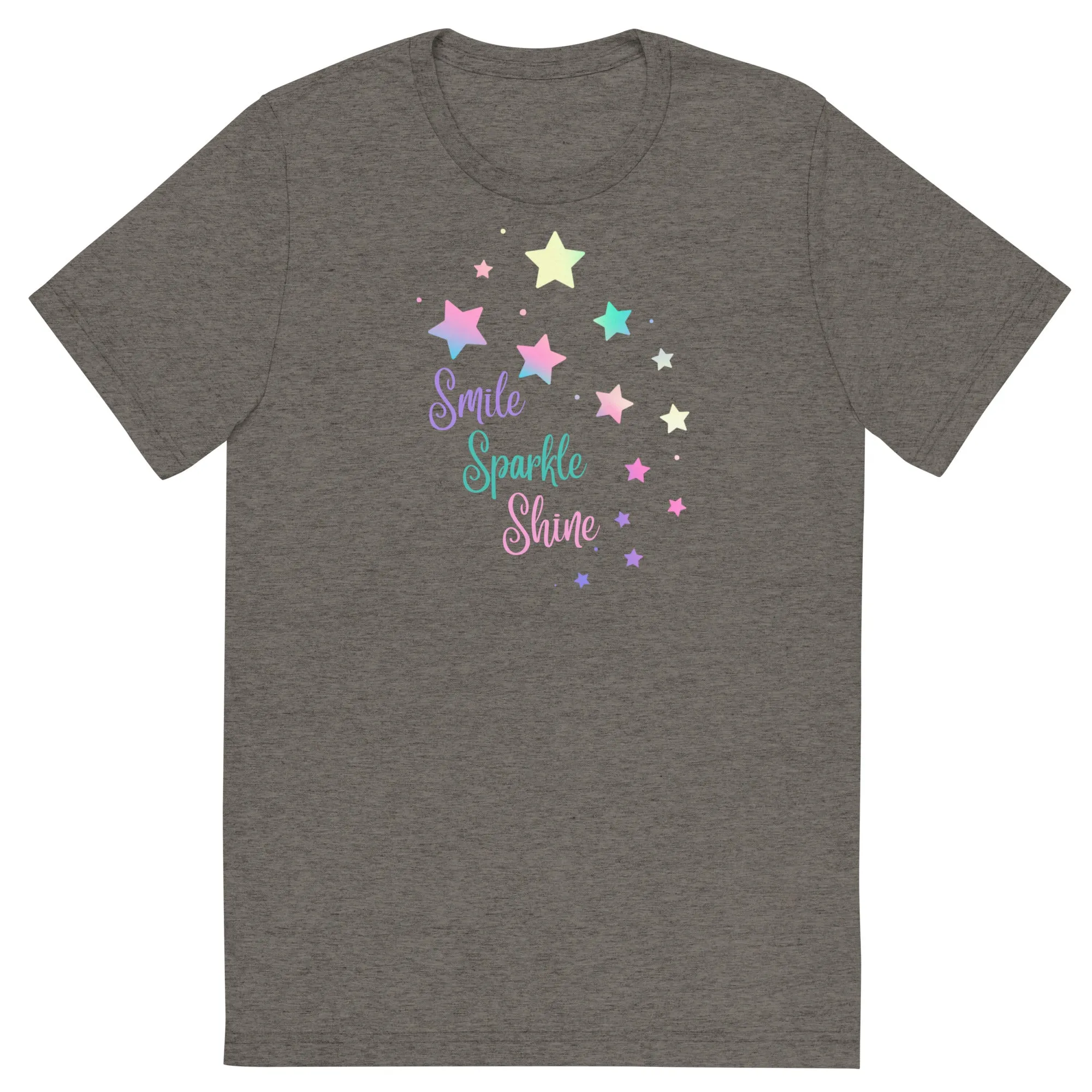 Smile Sparkle Shine Stars - Short sleeve t-shirt, comfy, soft, fitted look