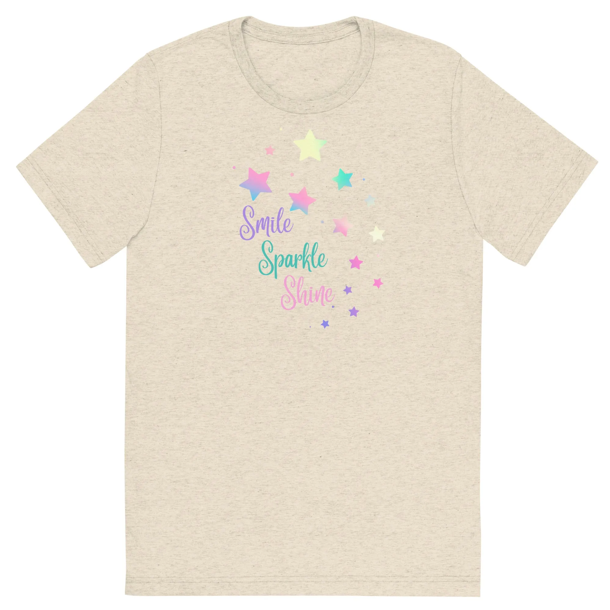 Smile Sparkle Shine Stars - Short sleeve t-shirt, comfy, soft, fitted look