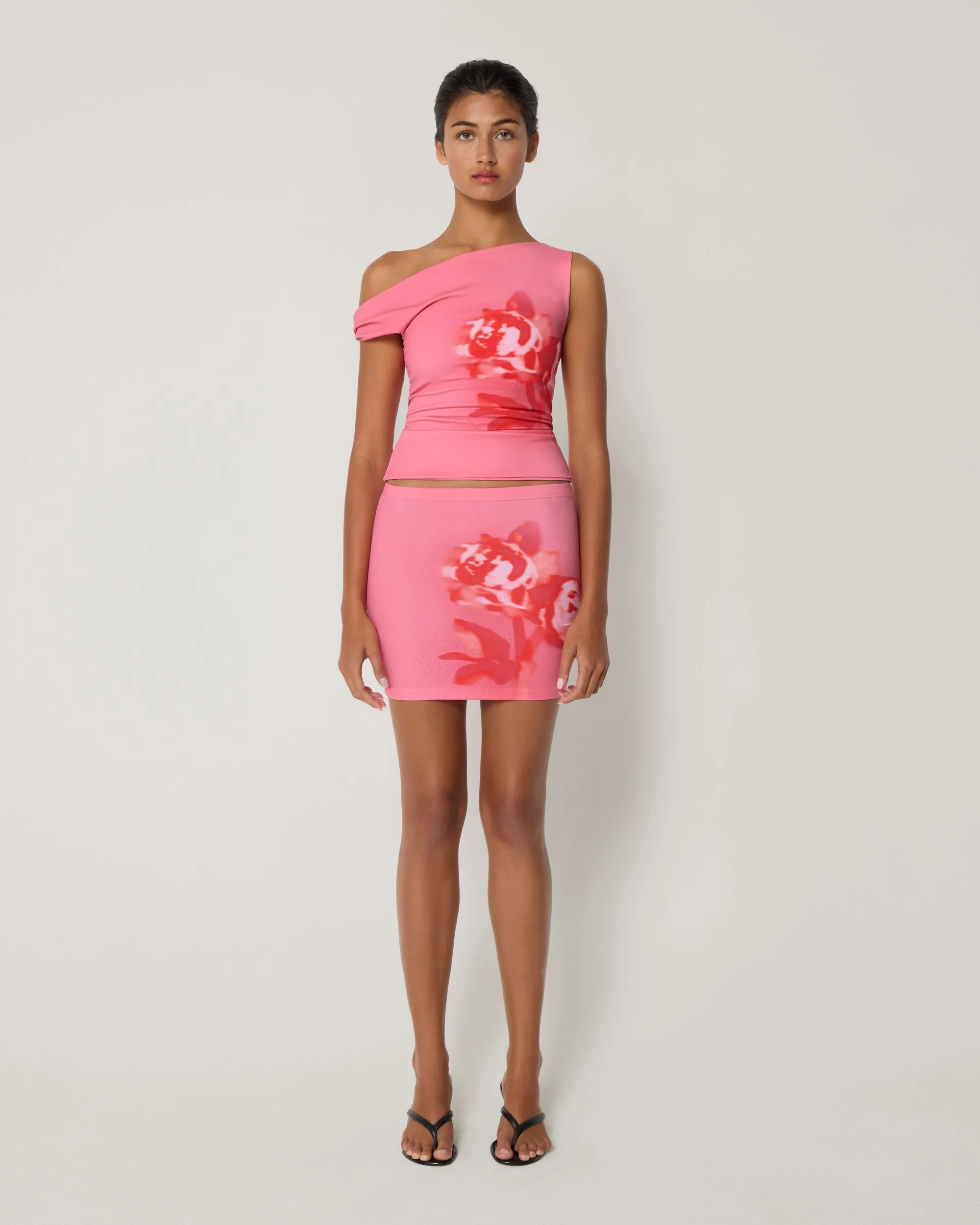 Smooth Stretch Asymmetrical Top | Pink Peony