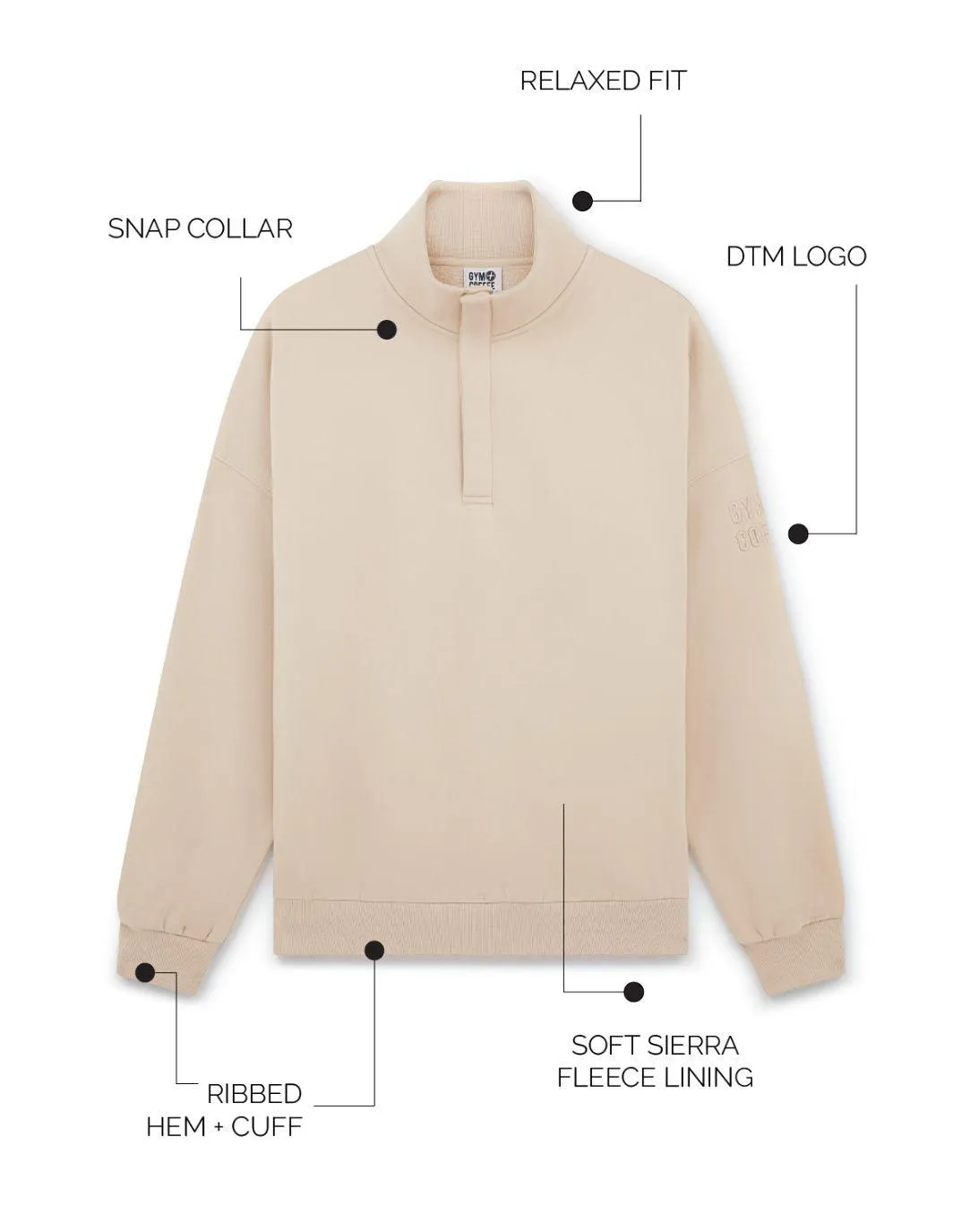 Snap Collar Sweatshirt in Rich Taupe