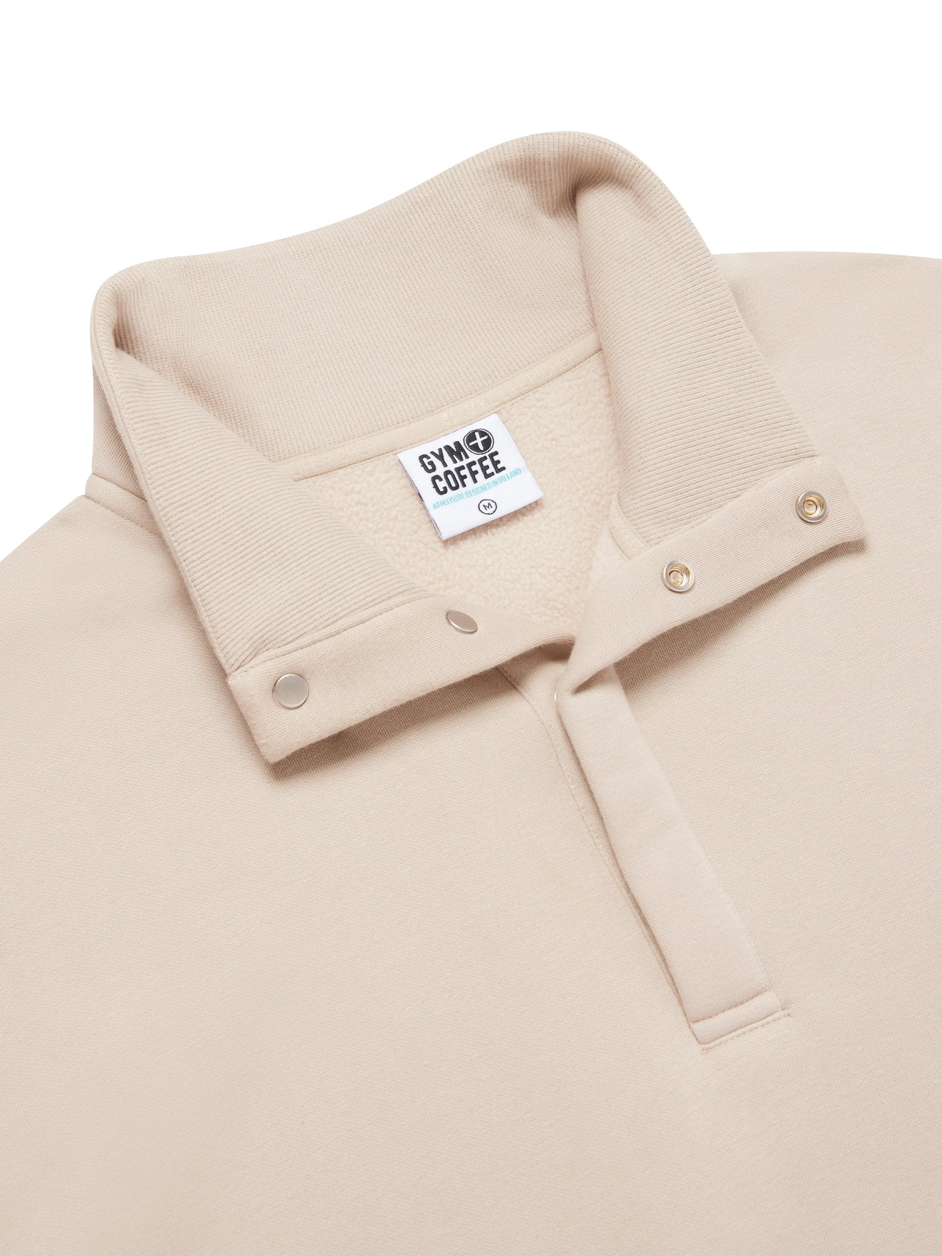 Snap Collar Sweatshirt in Rich Taupe