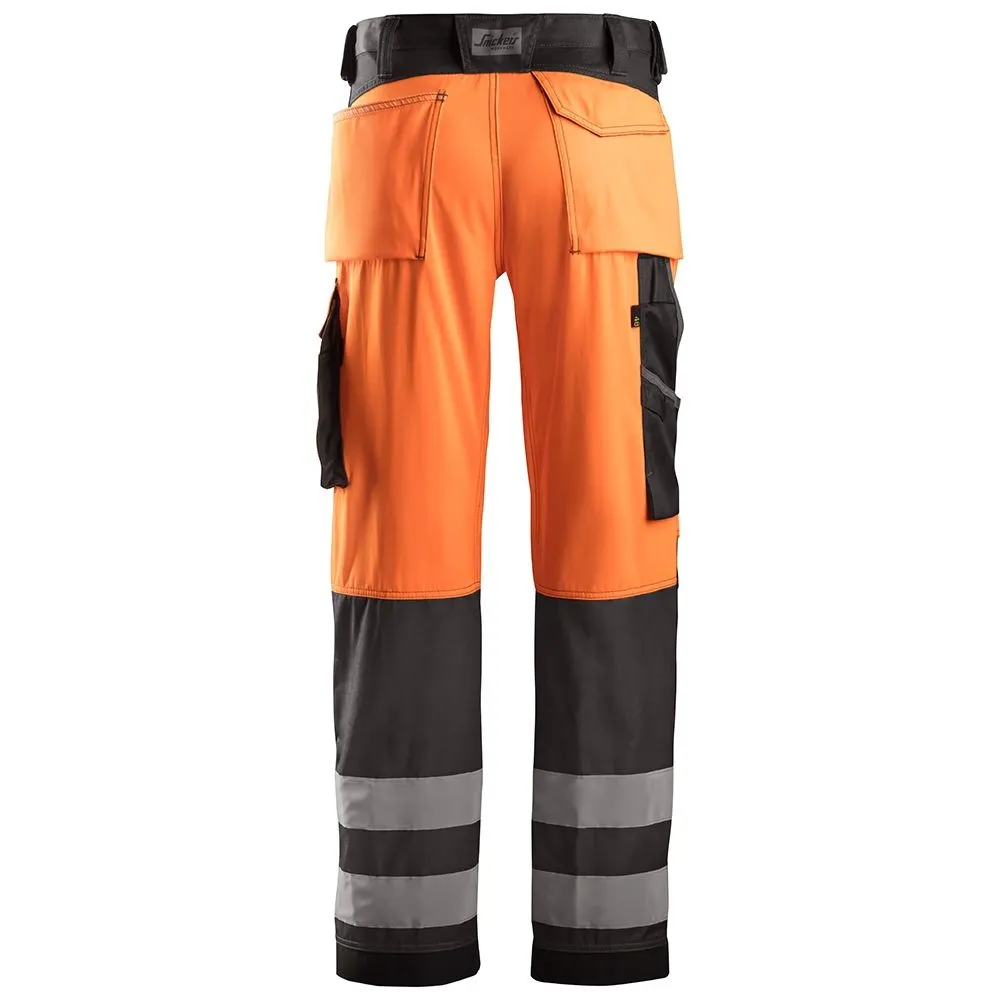 Snickers&#x20;3333&#x20;Work&#x20;Trousers&#x20;High-Vis&#x20;Class&#x20;2&#x20;-&#x20;Orange&#x2F;Black