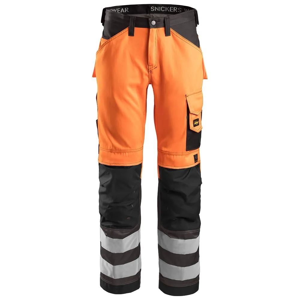 Snickers&#x20;3333&#x20;Work&#x20;Trousers&#x20;High-Vis&#x20;Class&#x20;2&#x20;-&#x20;Orange&#x2F;Black