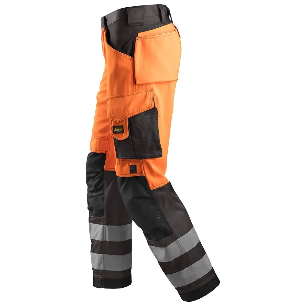 Snickers&#x20;3333&#x20;Work&#x20;Trousers&#x20;High-Vis&#x20;Class&#x20;2&#x20;-&#x20;Orange&#x2F;Black