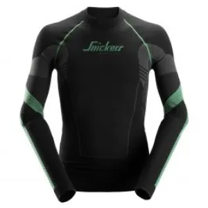 Snickers&#x20;9425&#x20;FlexiWork,&#x20;Seamless&#x20;l&#x2F;s&#x20;Shirt&#x20;-&#x20;Black&#x2F;Grey