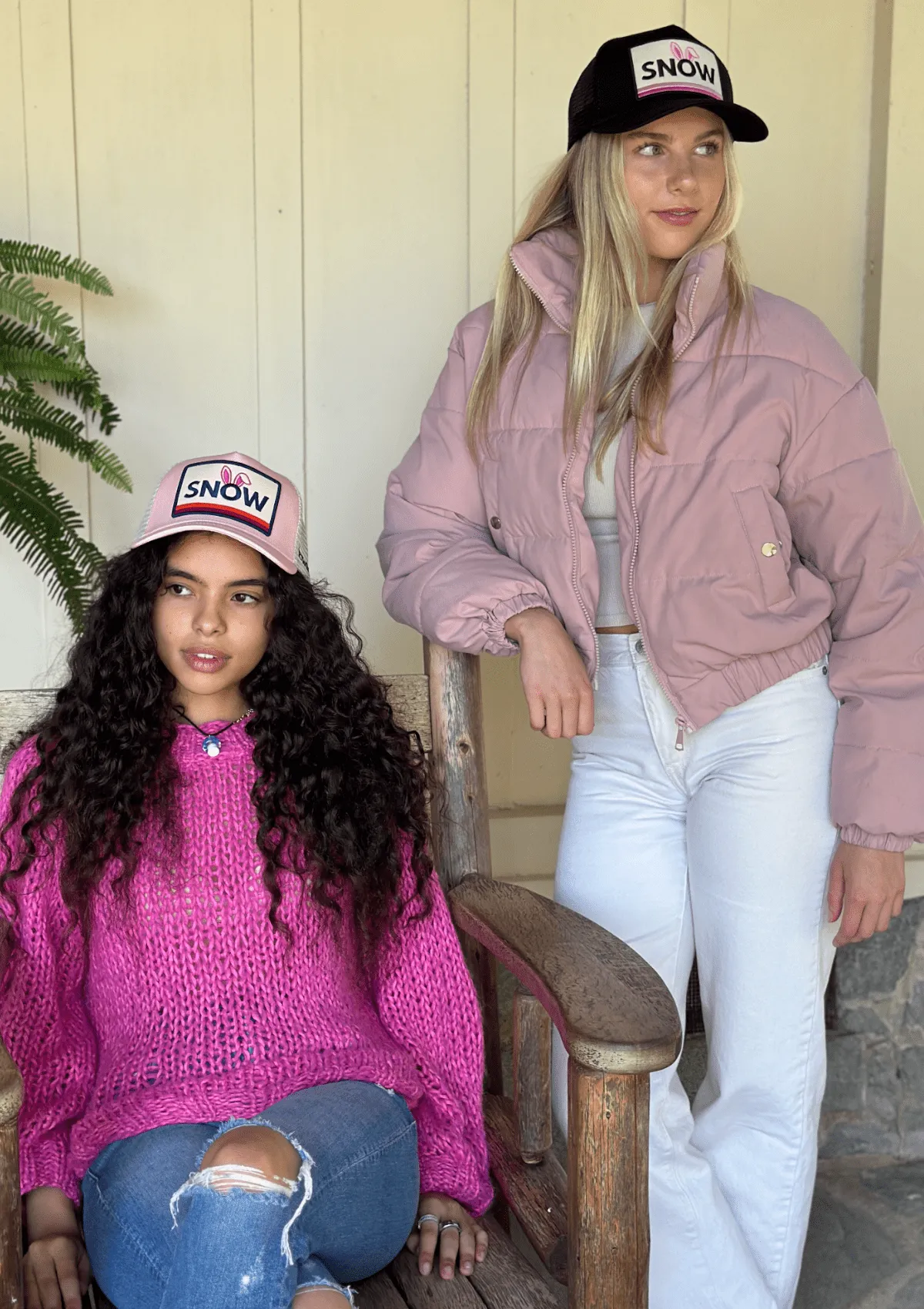 Snow Bunny Trucker Hat - Pink