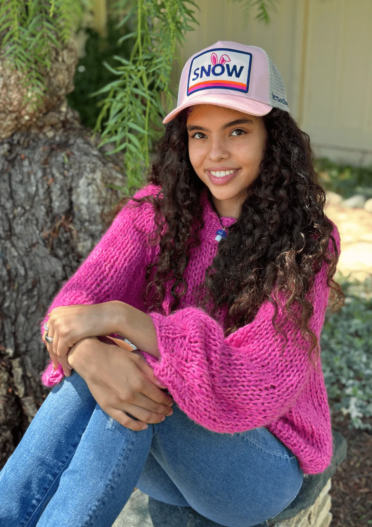 Snow Bunny Trucker Hat - Pink