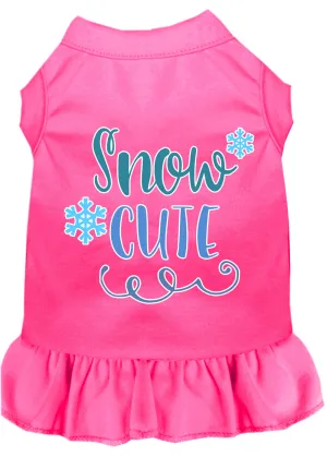 Snow Cute Screen Print Dog Dress Bright Pink Xs