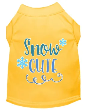 Snow Cute Screen Print Dog Shirt Yellow Xs
