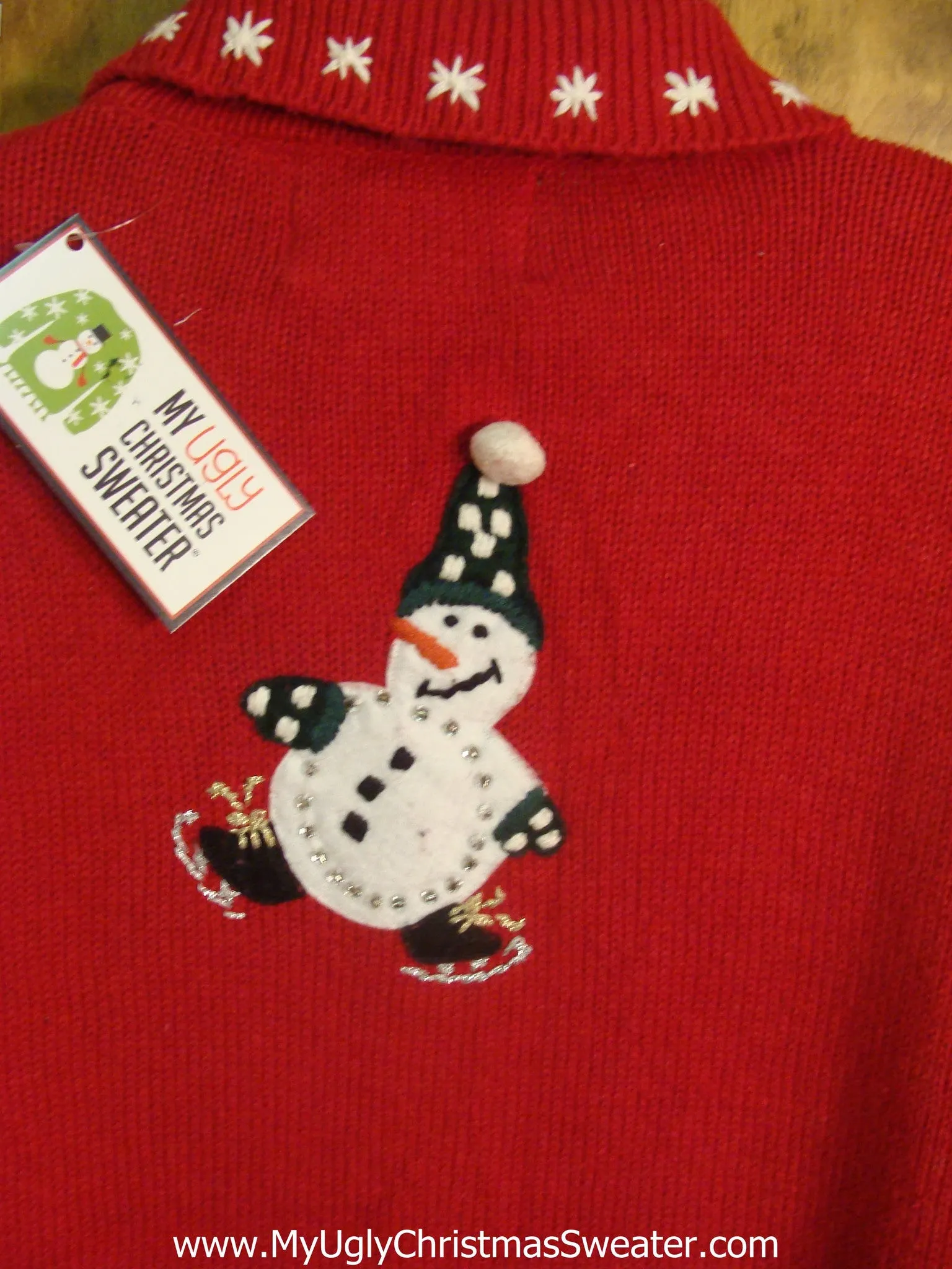 Snowmen Having Fun Skating Ugly Xmas Sweater
