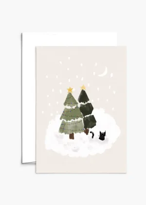 Snowy Cat - Greeting Card