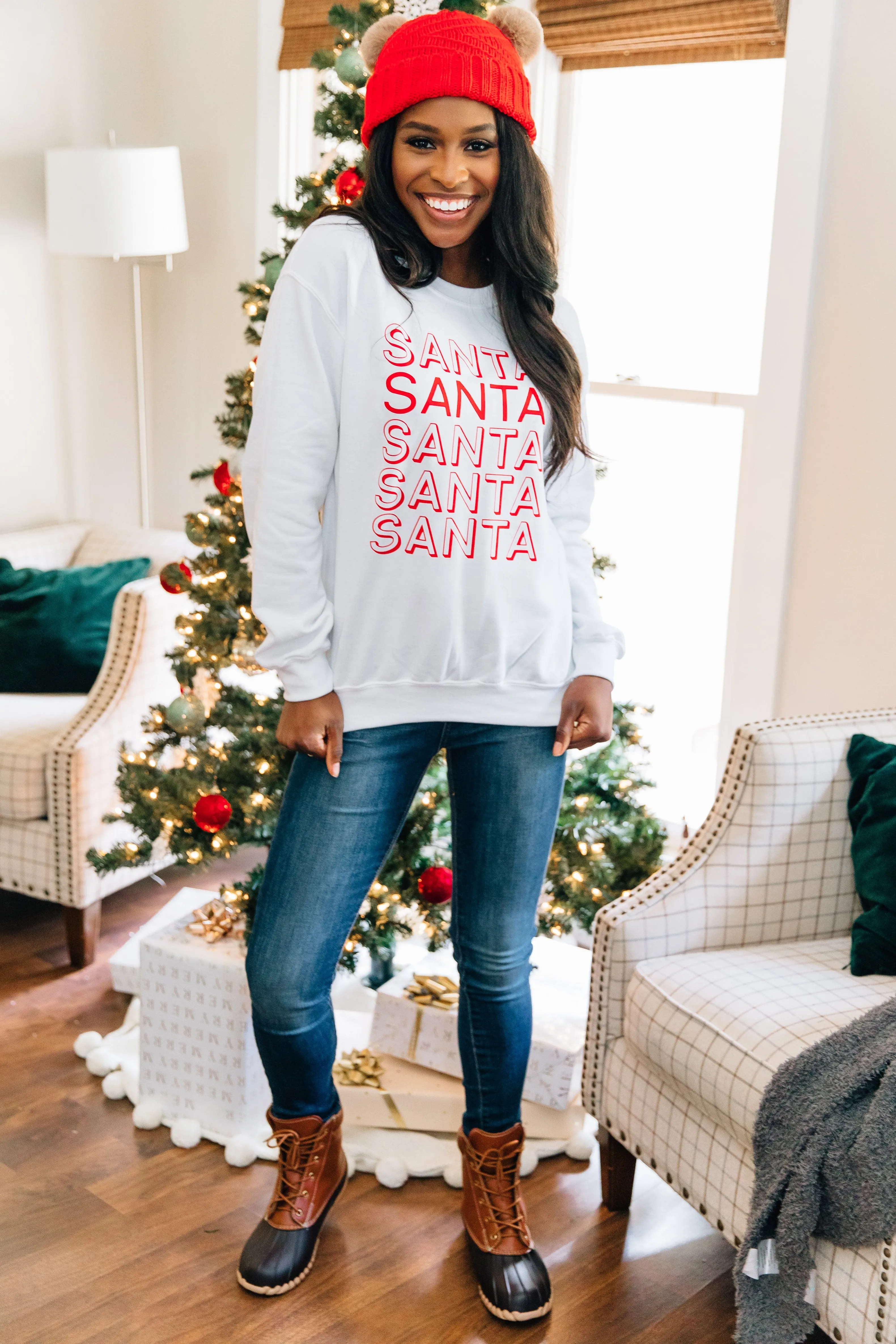 So Much Santa White Graphic Sweatshirt