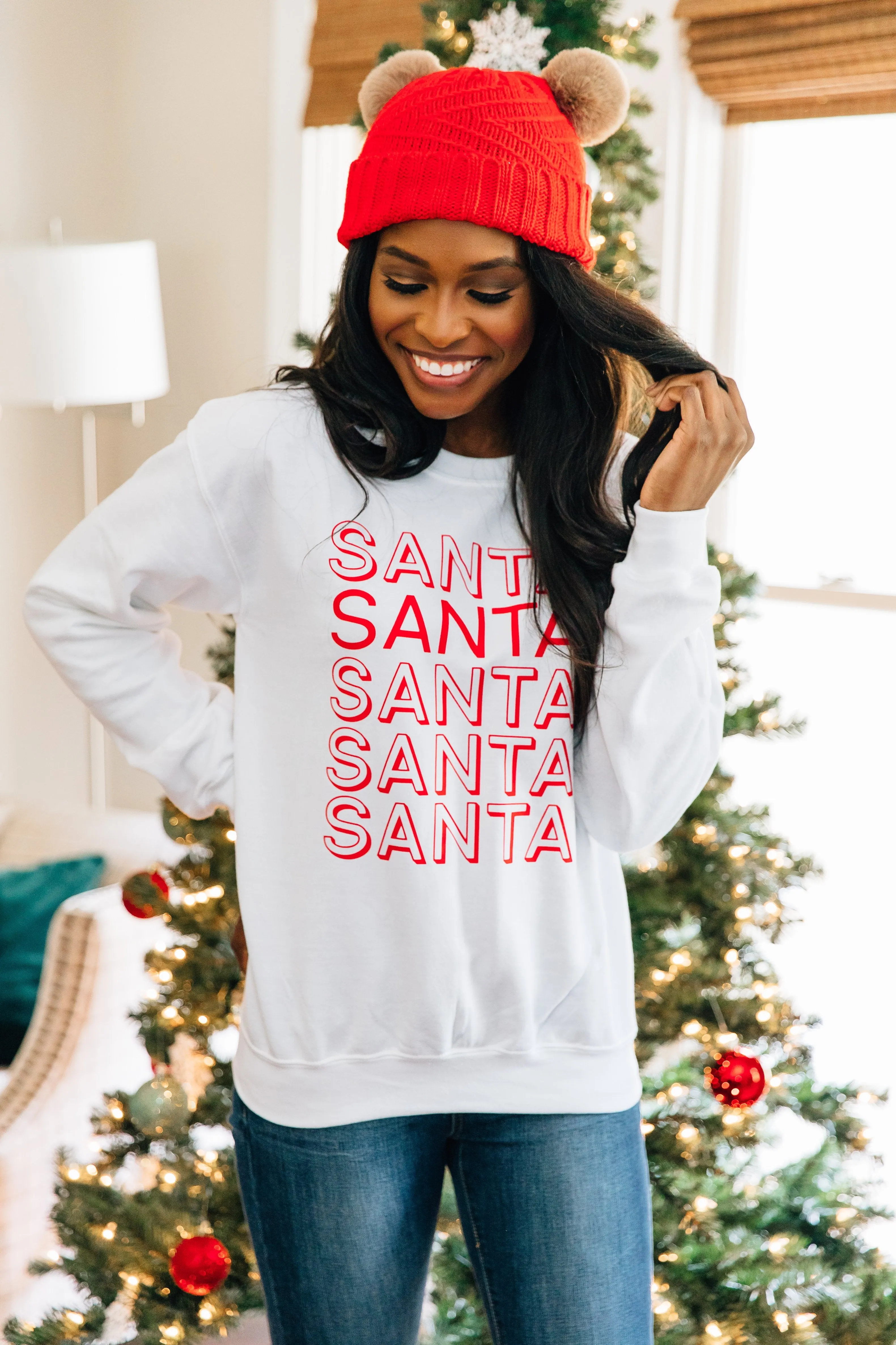 So Much Santa White Graphic Sweatshirt