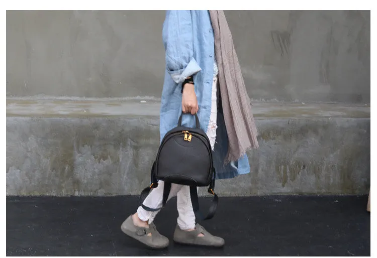 Soft Leather Backpack Women Zipper Bags