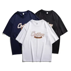 Soft Versatile Round Neck Letter Print Short Sleeve Tee