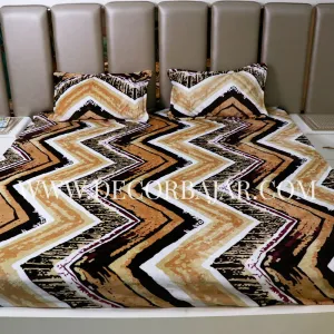 Soft Woolen Zigzag Design Winter Bedsheet With Pillow covers ( 90*100 inch, 1.8kg , 245gsm )