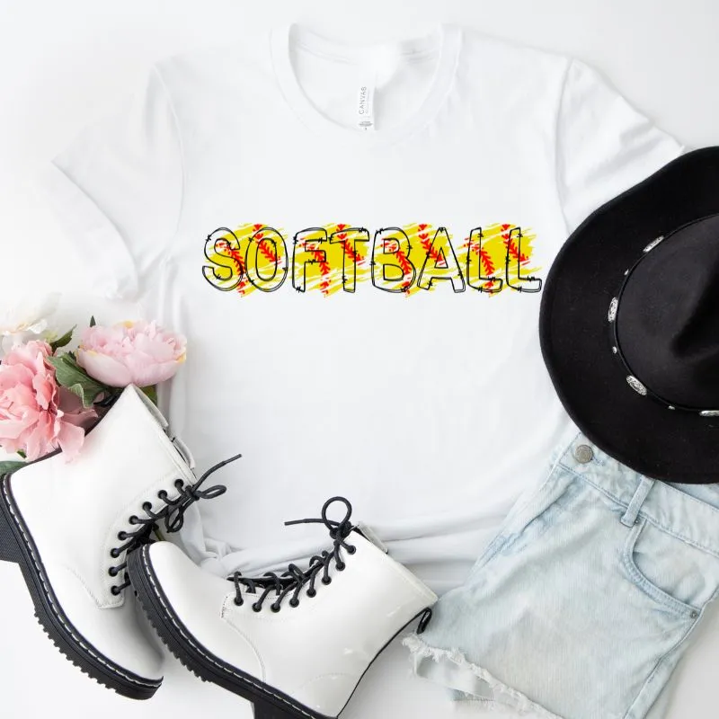 Softball Bubble Letters PNG Sublimation Digital Download Design