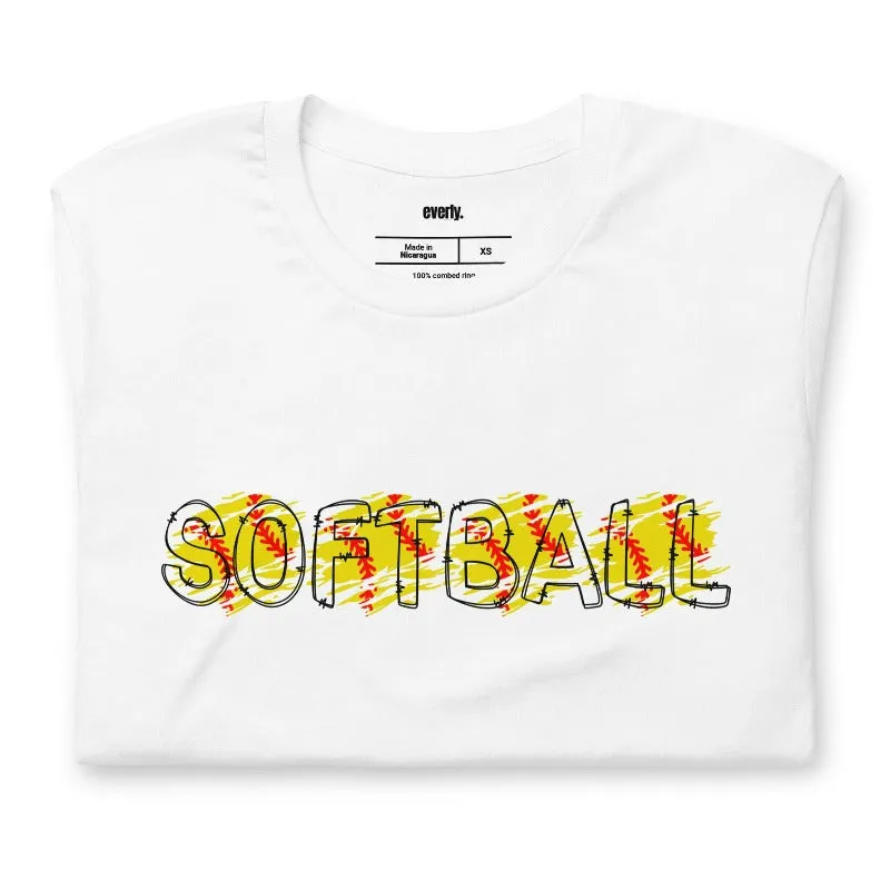 Softball Bubble Letters PNG Sublimation Digital Download Design