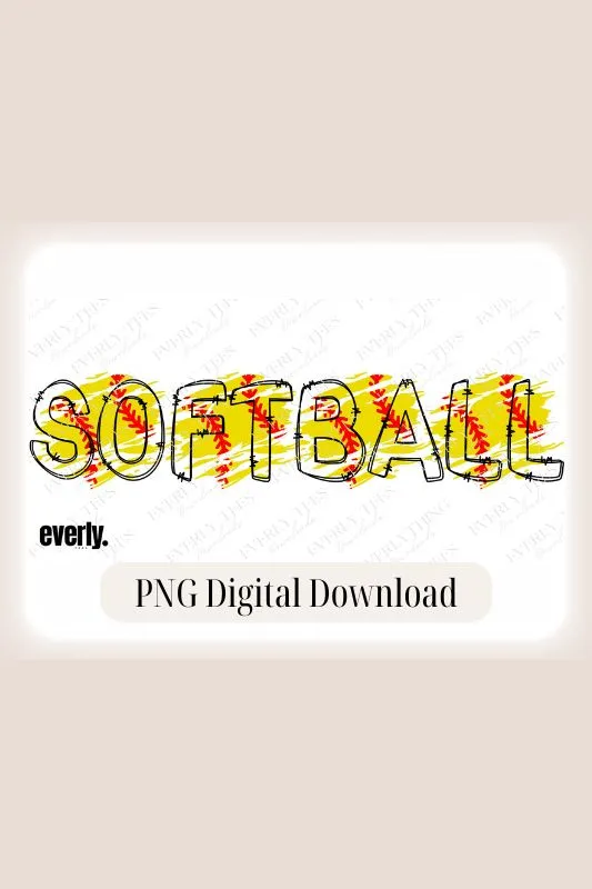 Softball Bubble Letters PNG Sublimation Digital Download Design