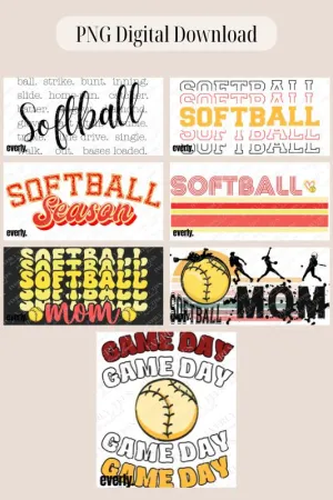 Softball PNG Sublimation Digital Download Design Bundle- 25 Designs