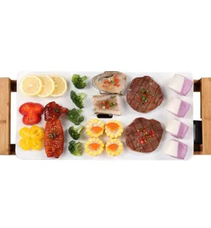 SOGA Electric Ceramic BBQ Grill Non-stick Surface Hot Plate for Indoor & Outdoor White