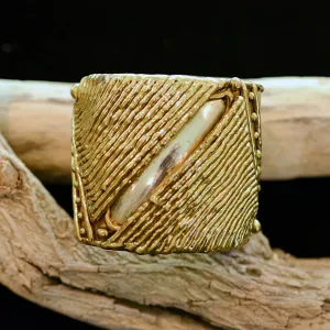 SOLD Vintage Luciano Style Brutalist Modernist Bracelet, Abstract Cuff Brass Spores