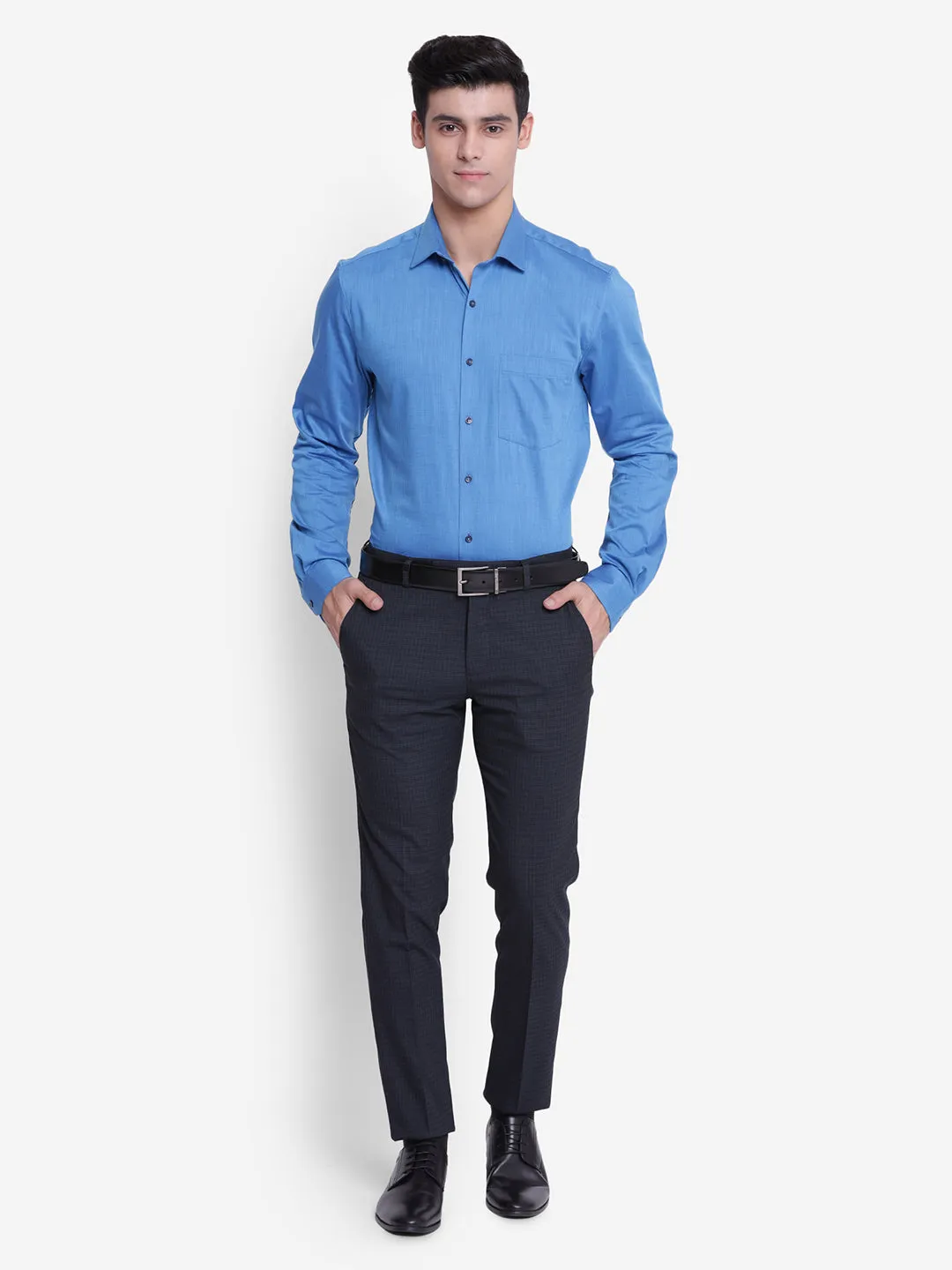 Solid Blue Slim Fit Formal Shirt