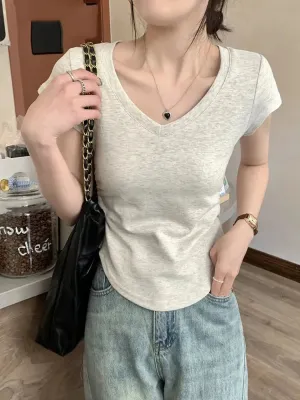 Solid Color Slim Loose Casual Fashion Short Sleeve Tee