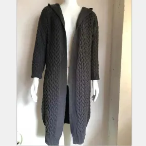 Solid Colour Knit Hooded Cardigan